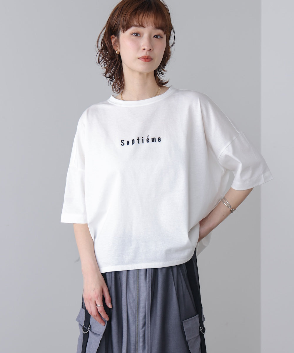 WシルケットバックシャイニーラインロゴT