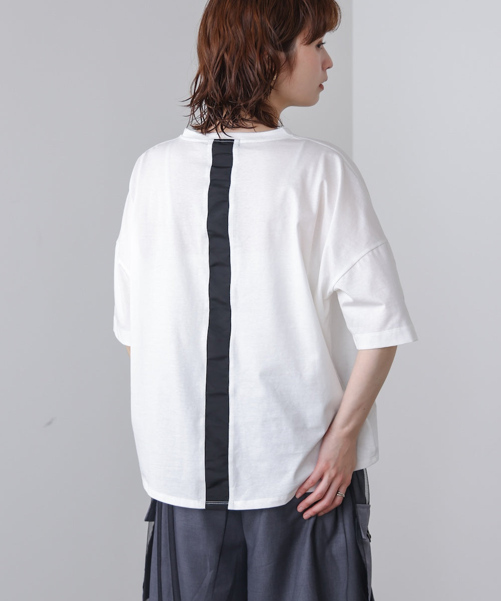 WシルケットバックシャイニーラインロゴT