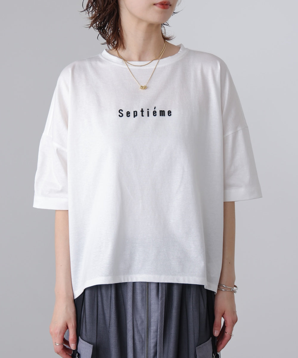 WシルケットバックシャイニーラインロゴT