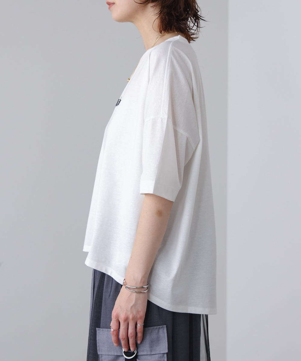 WシルケットバックシャイニーラインロゴT