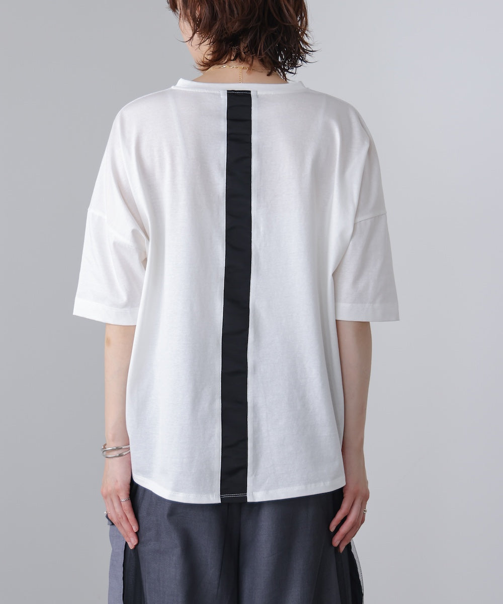 WシルケットバックシャイニーラインロゴT