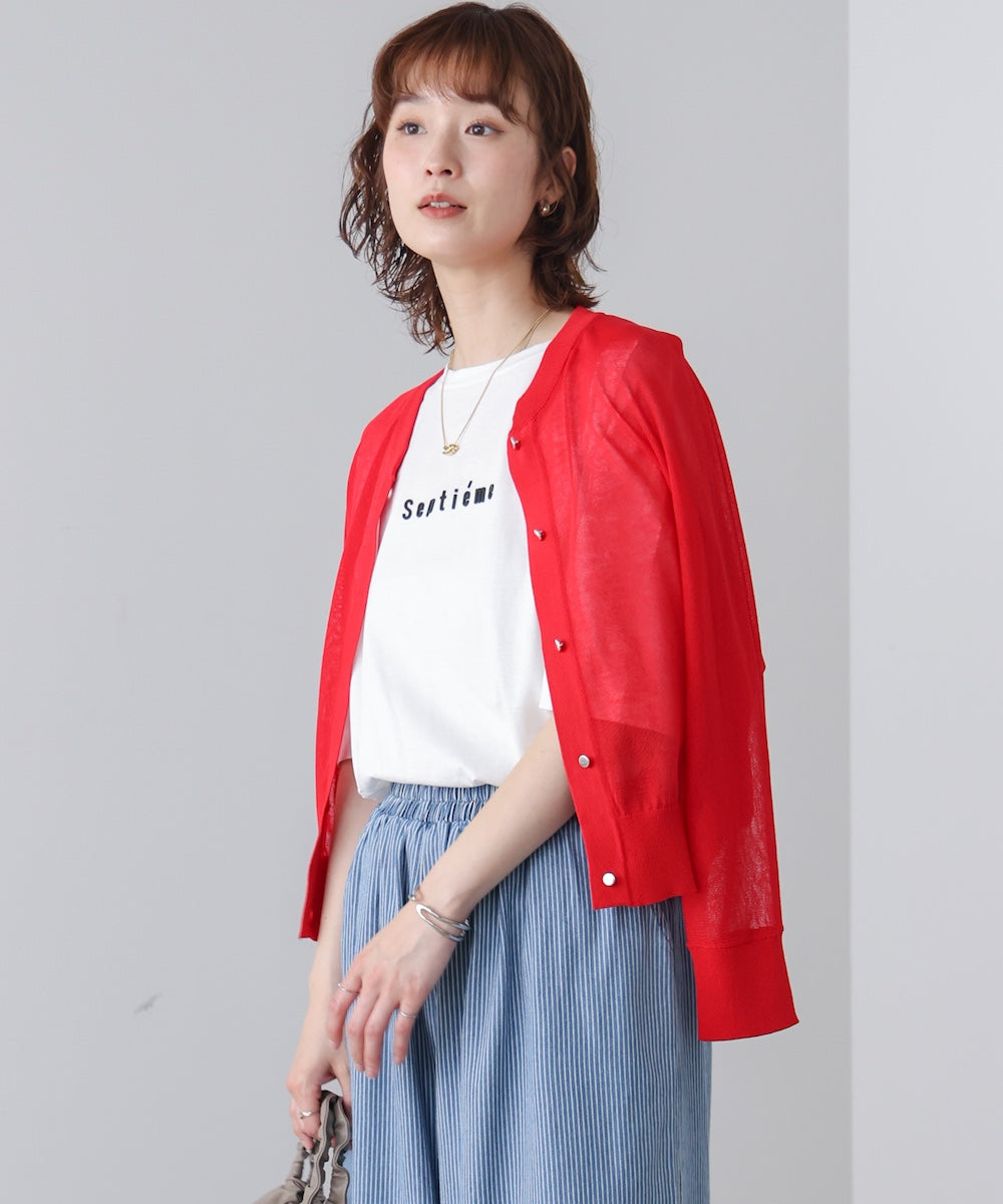 WシルケットバックシャイニーラインロゴT