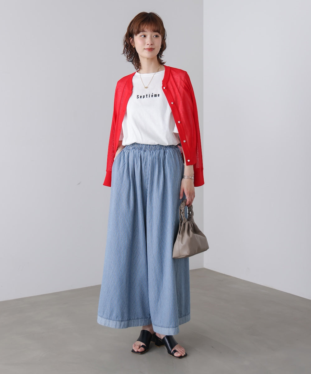 WシルケットバックシャイニーラインロゴT