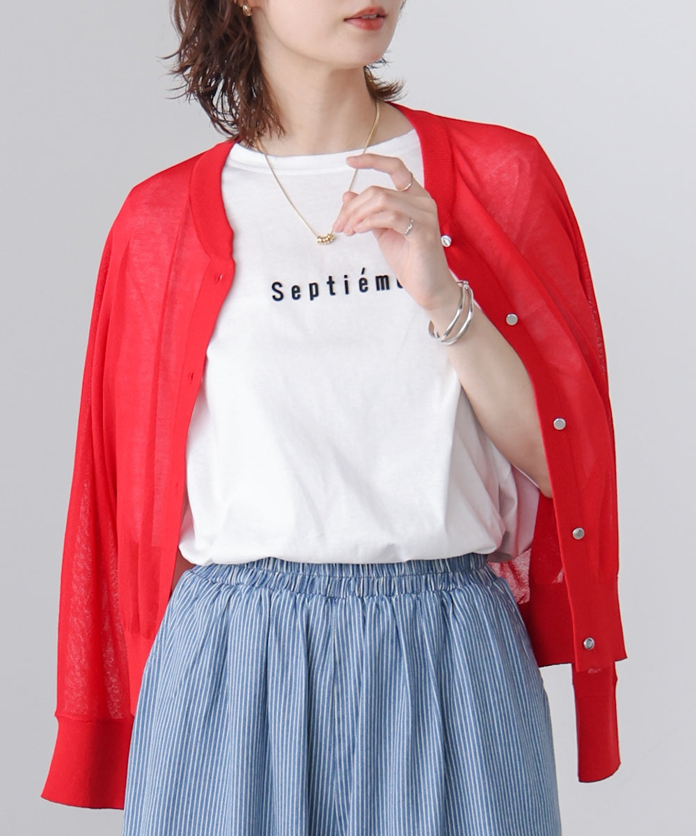 WシルケットバックシャイニーラインロゴT