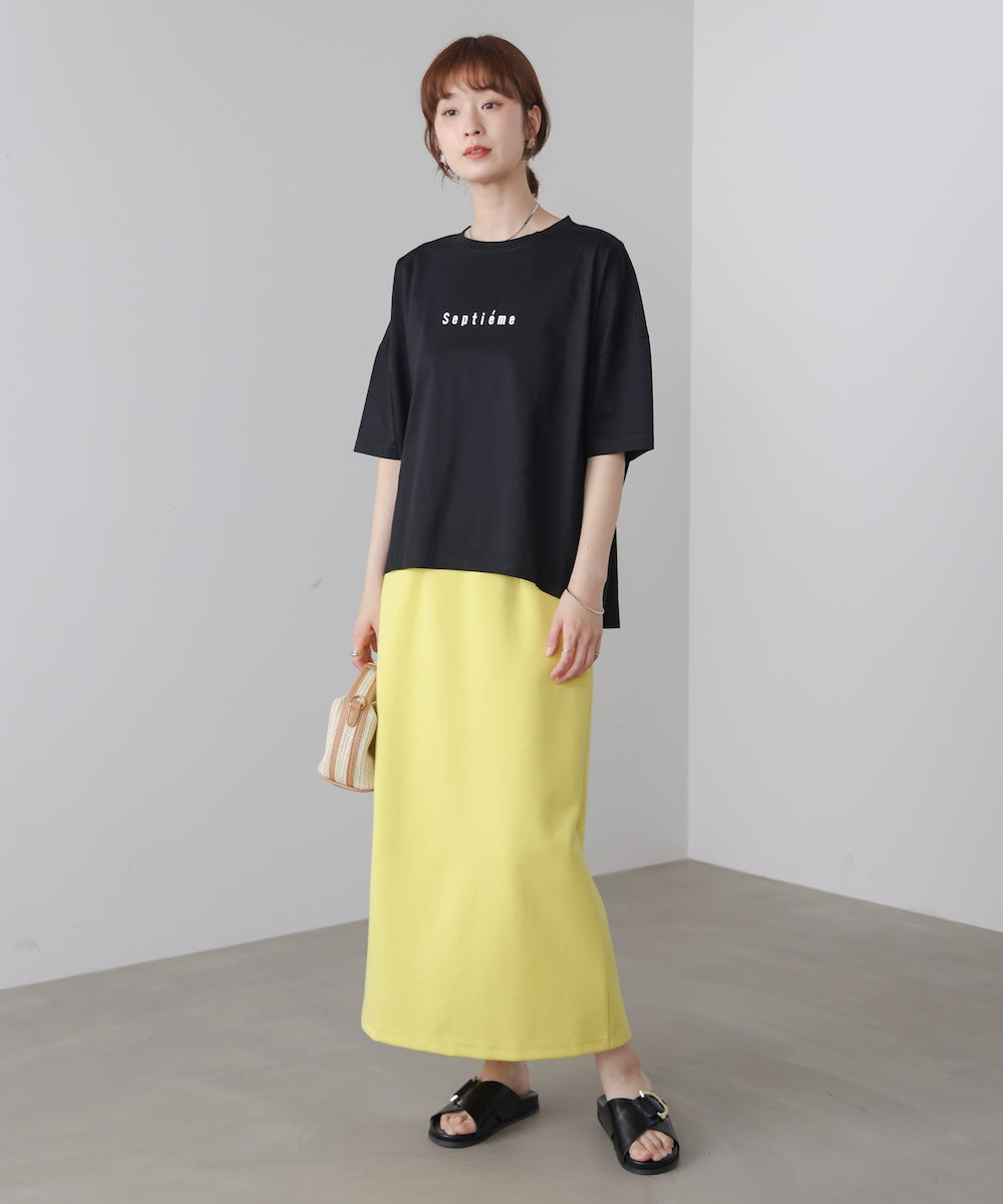 WシルケットバックシャイニーラインロゴT