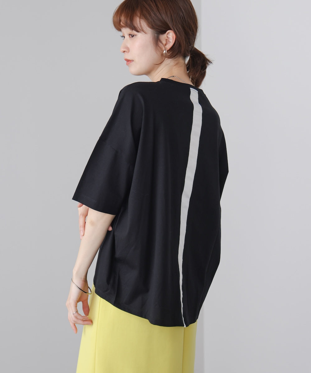 WシルケットバックシャイニーラインロゴT