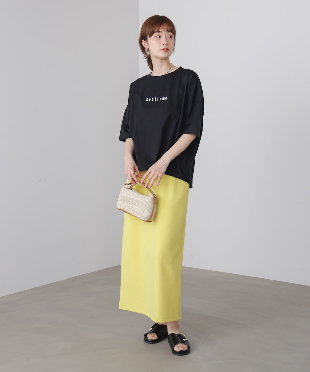WシルケットバックシャイニーラインロゴT