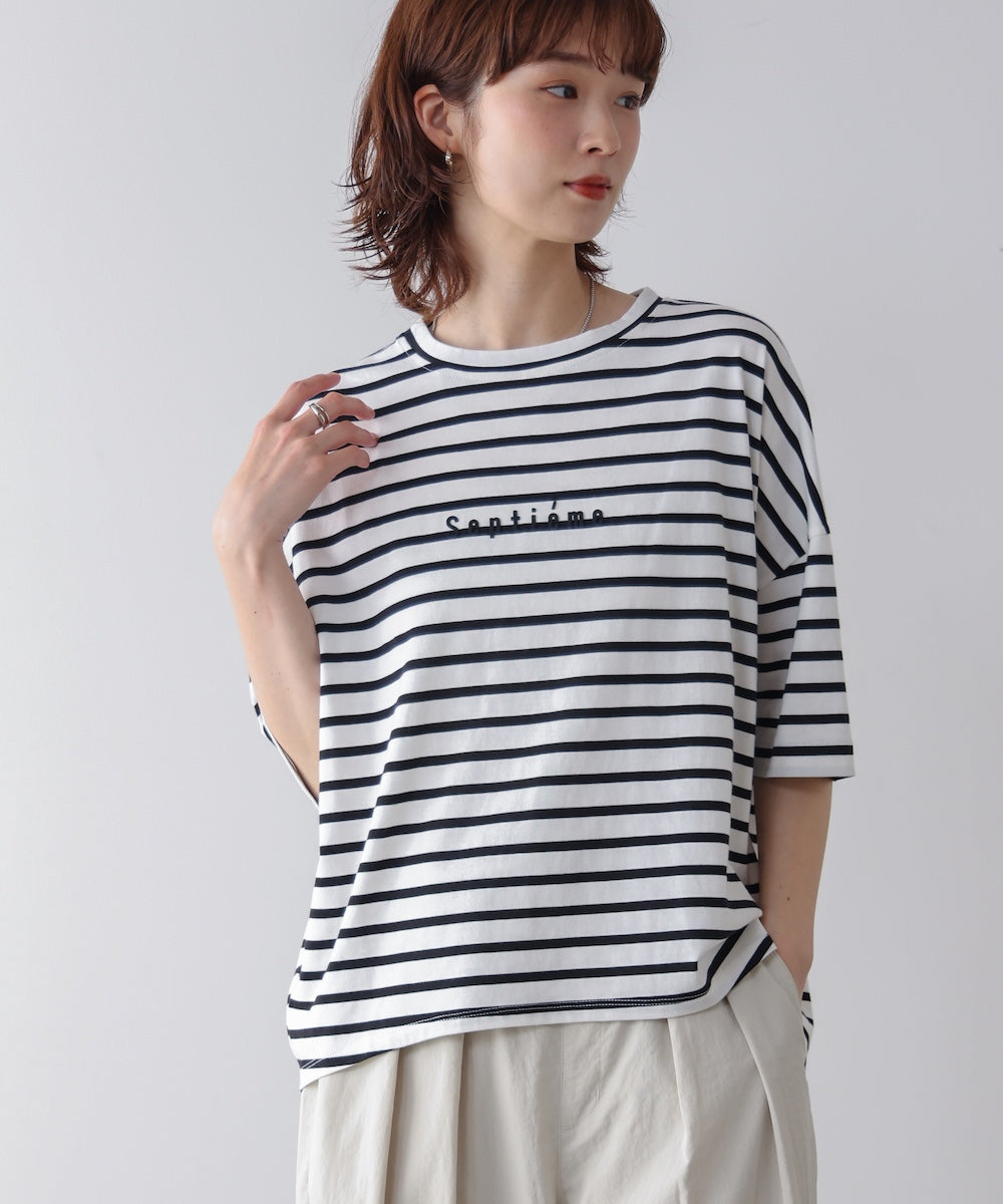 WシルケットバックシャイニーラインロゴT