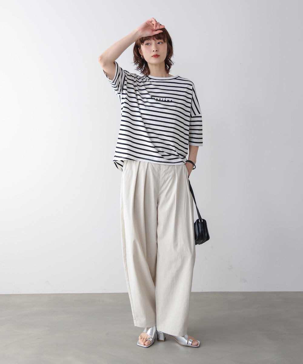 WシルケットバックシャイニーラインロゴT