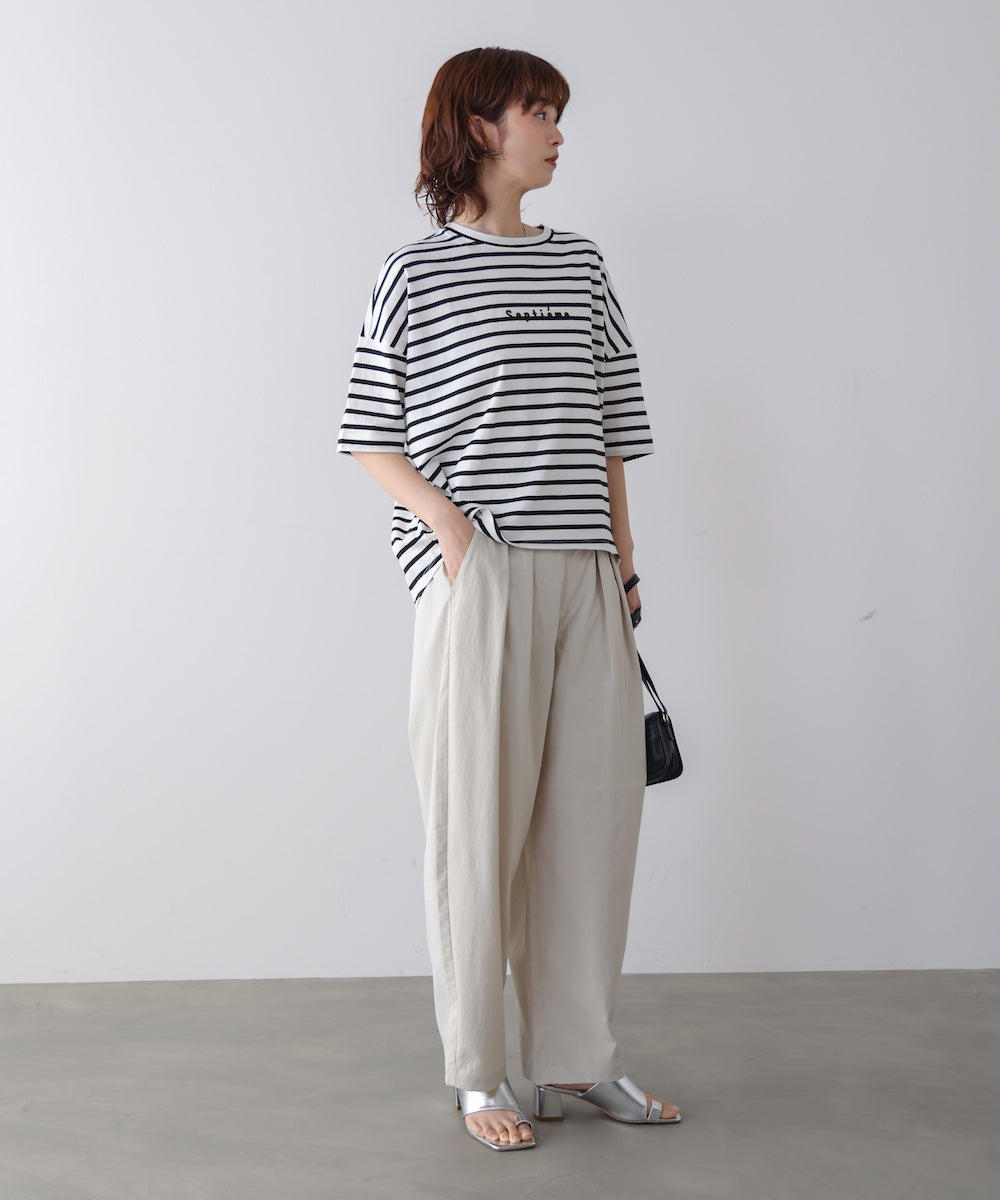 WシルケットバックシャイニーラインロゴT