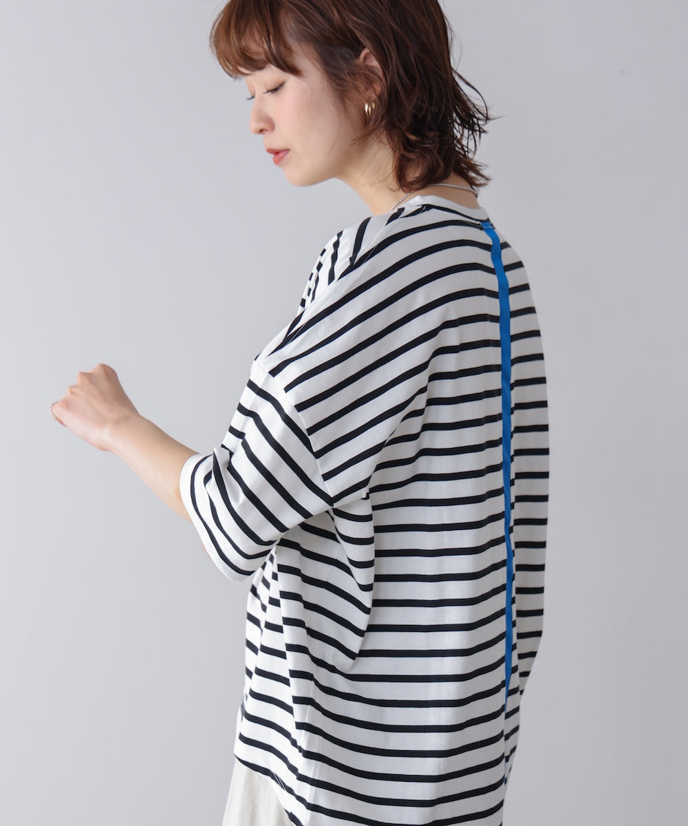 WシルケットバックシャイニーラインロゴT