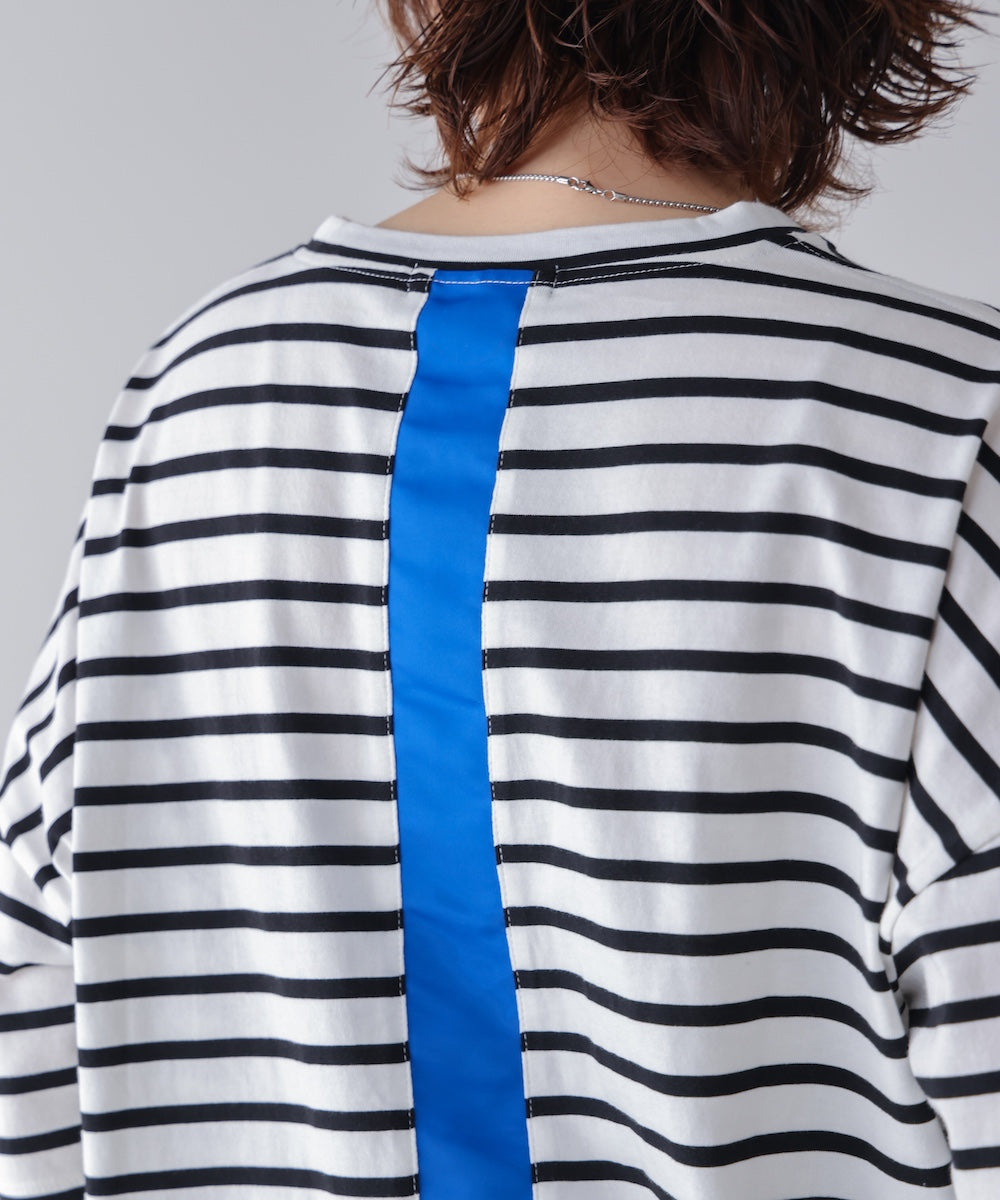 WシルケットバックシャイニーラインロゴT