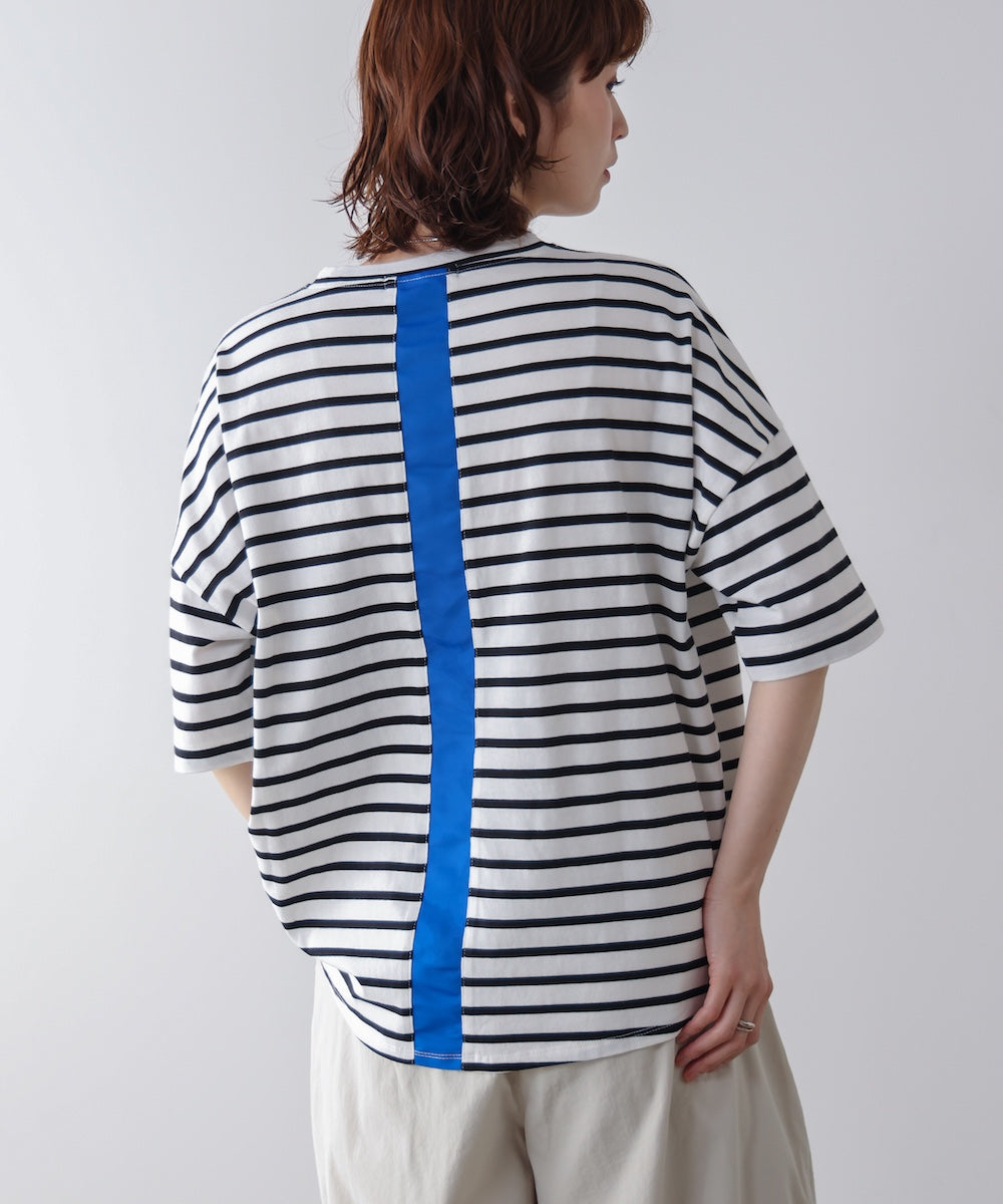 WシルケットバックシャイニーラインロゴT