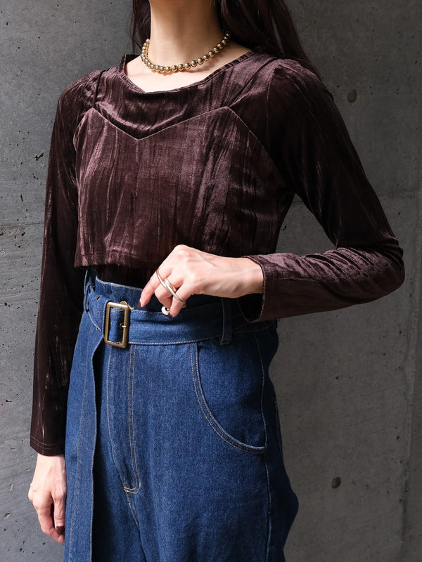 VELVET BUSTIER SET TOPS