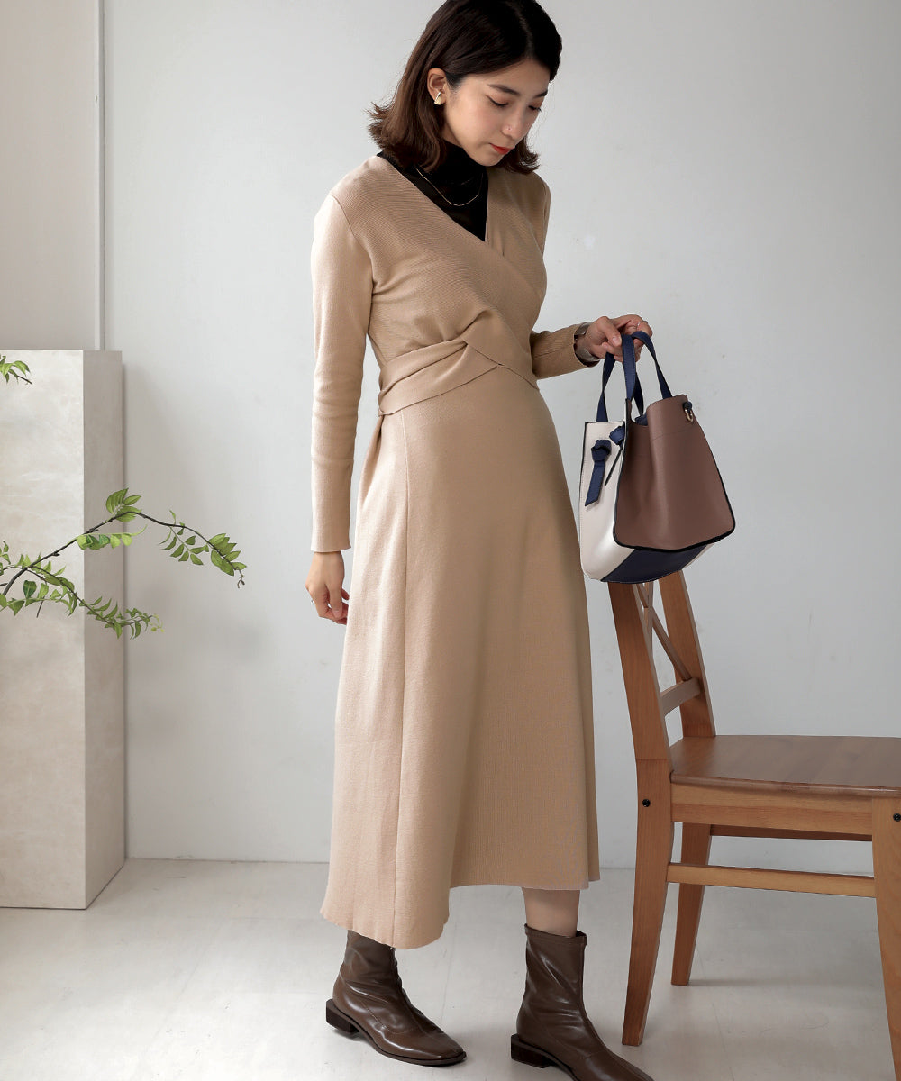 BouJeloud カシュクールニットワンピース