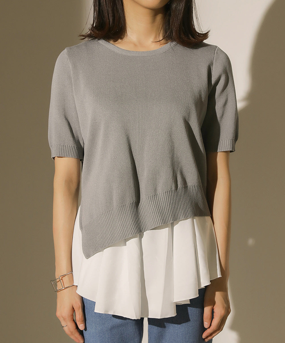 BouJeloud レイヤードシャツセットアシメヘムニット