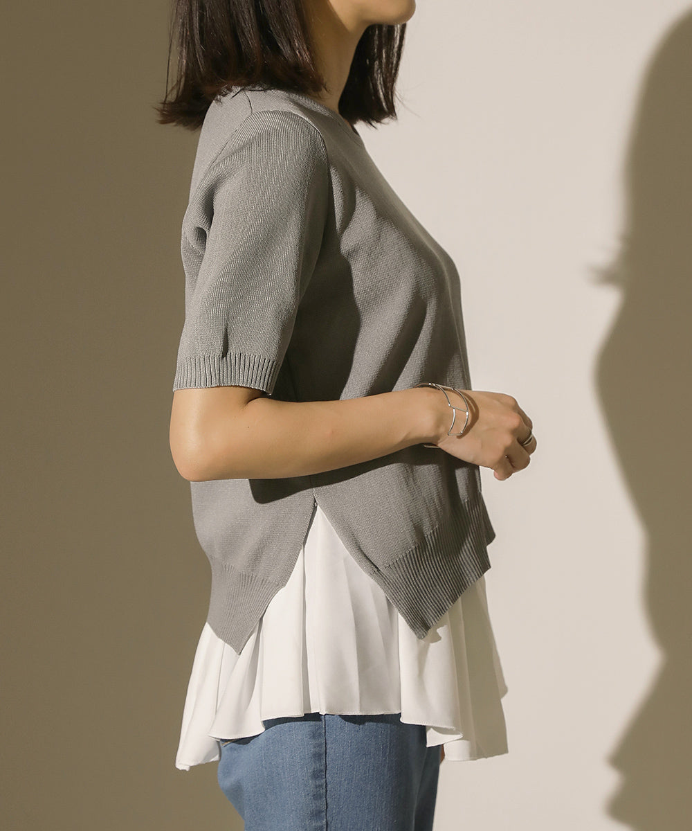 BouJeloud レイヤードシャツセットアシメヘムニット