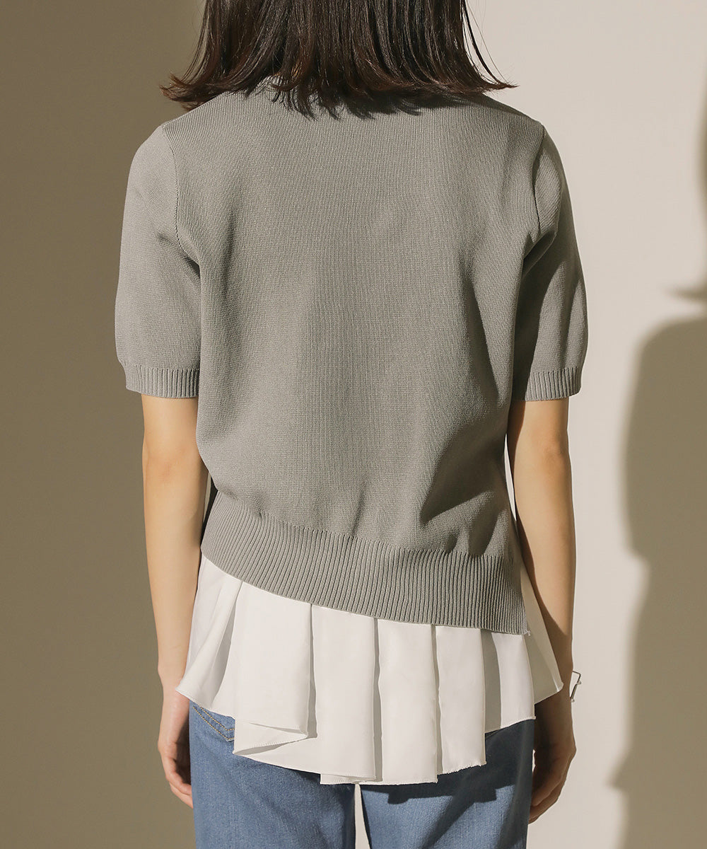 BouJeloud レイヤードシャツセットアシメヘムニット