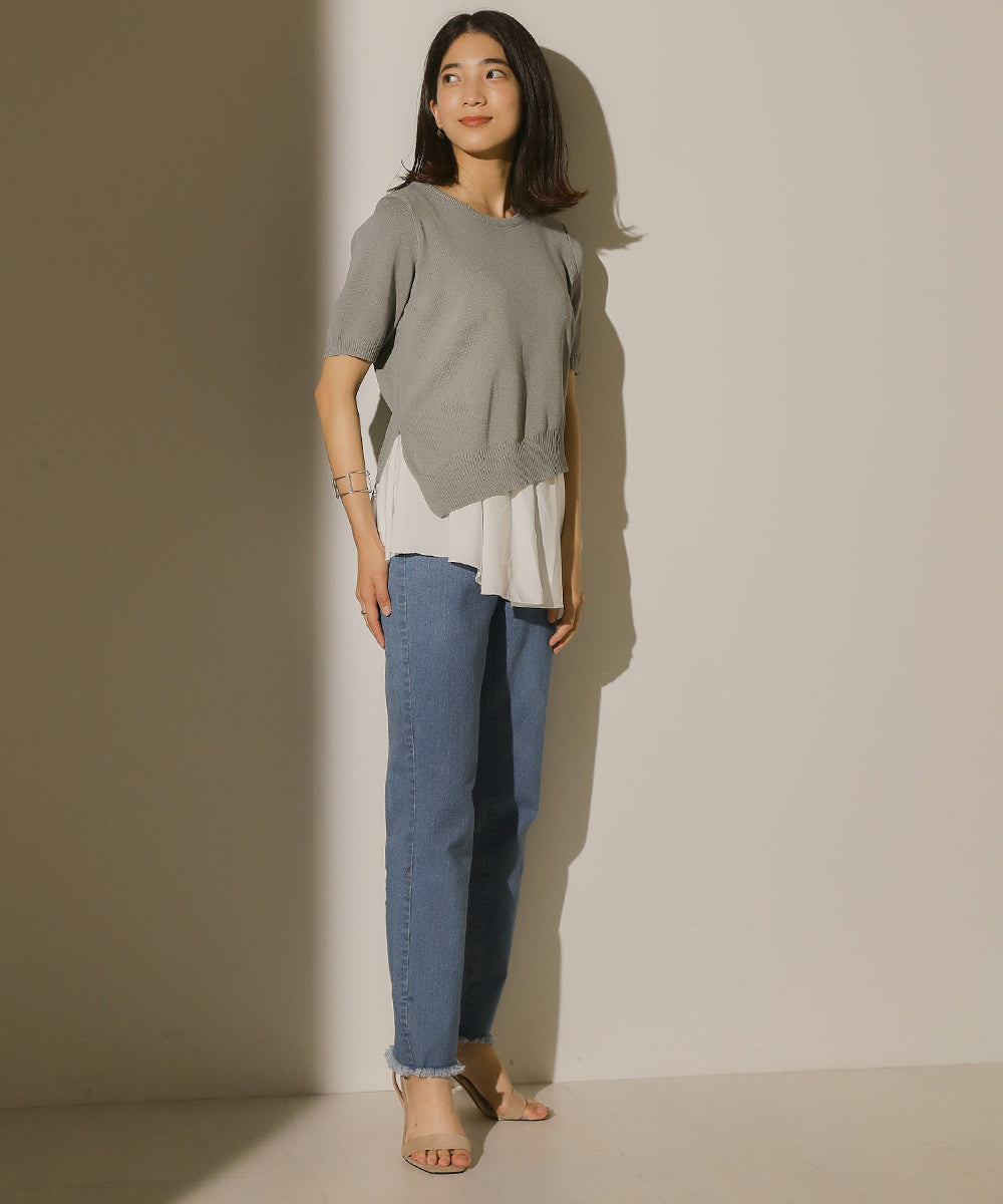 BouJeloud レイヤードシャツセットアシメヘムニット
