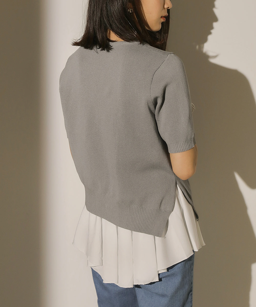 BouJeloud レイヤードシャツセットアシメヘムニット