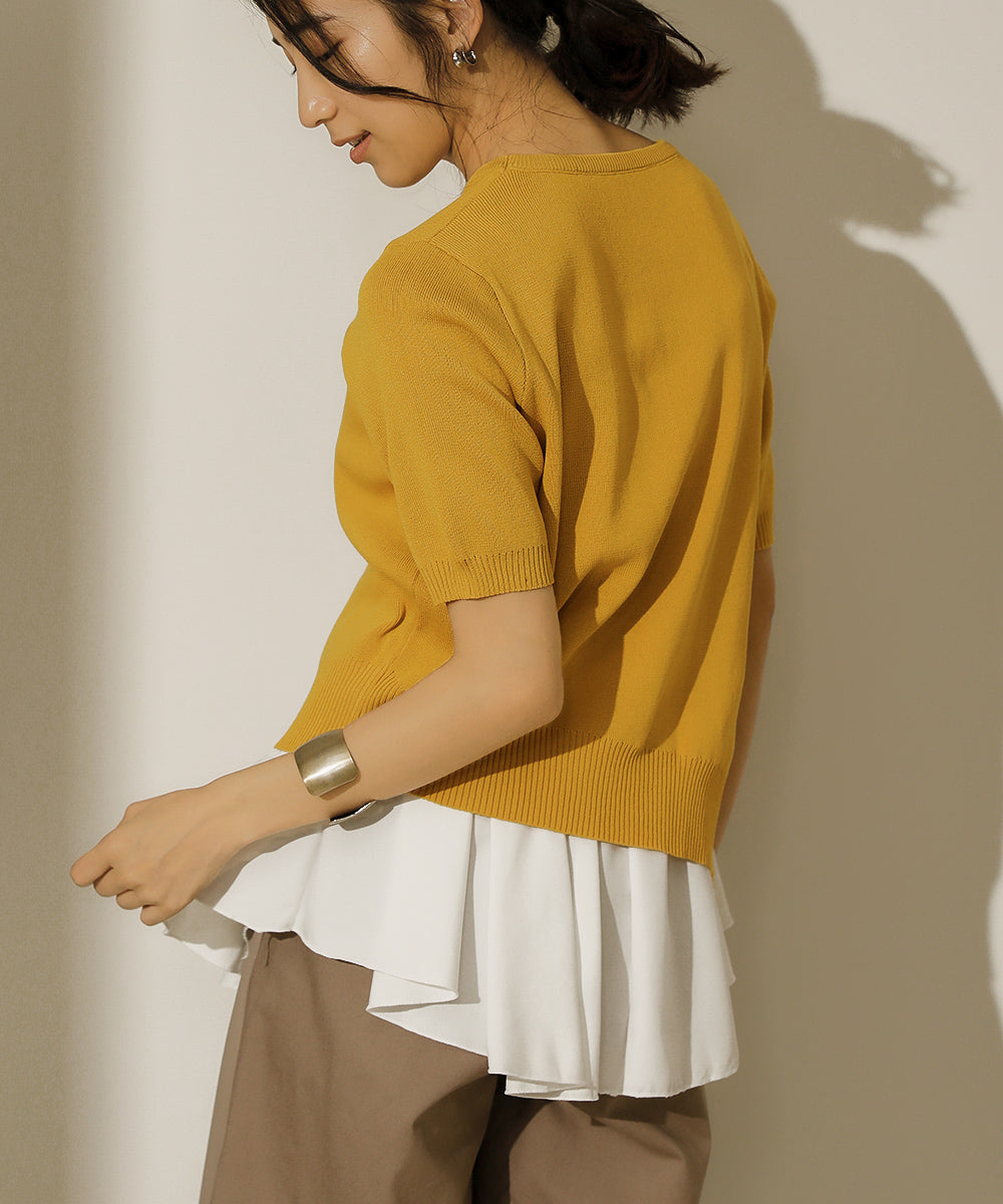 BouJeloud レイヤードシャツセットアシメヘムニット