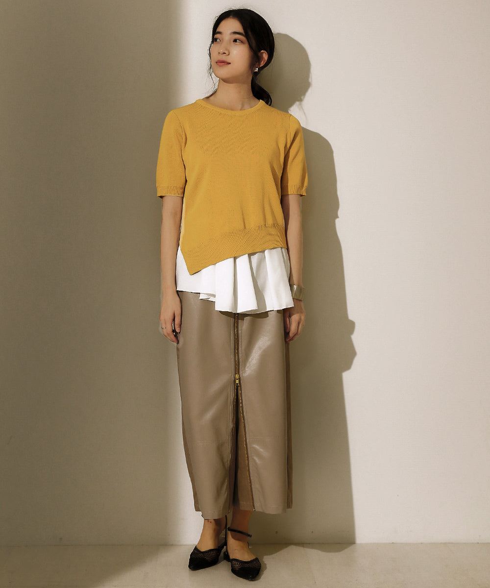 BouJeloud レイヤードシャツセットアシメヘムニット