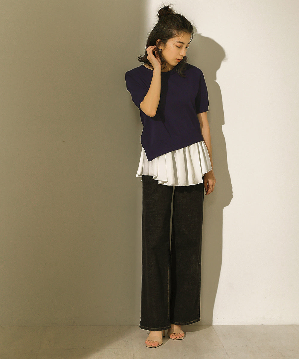 BouJeloud レイヤードシャツセットアシメヘムニット
