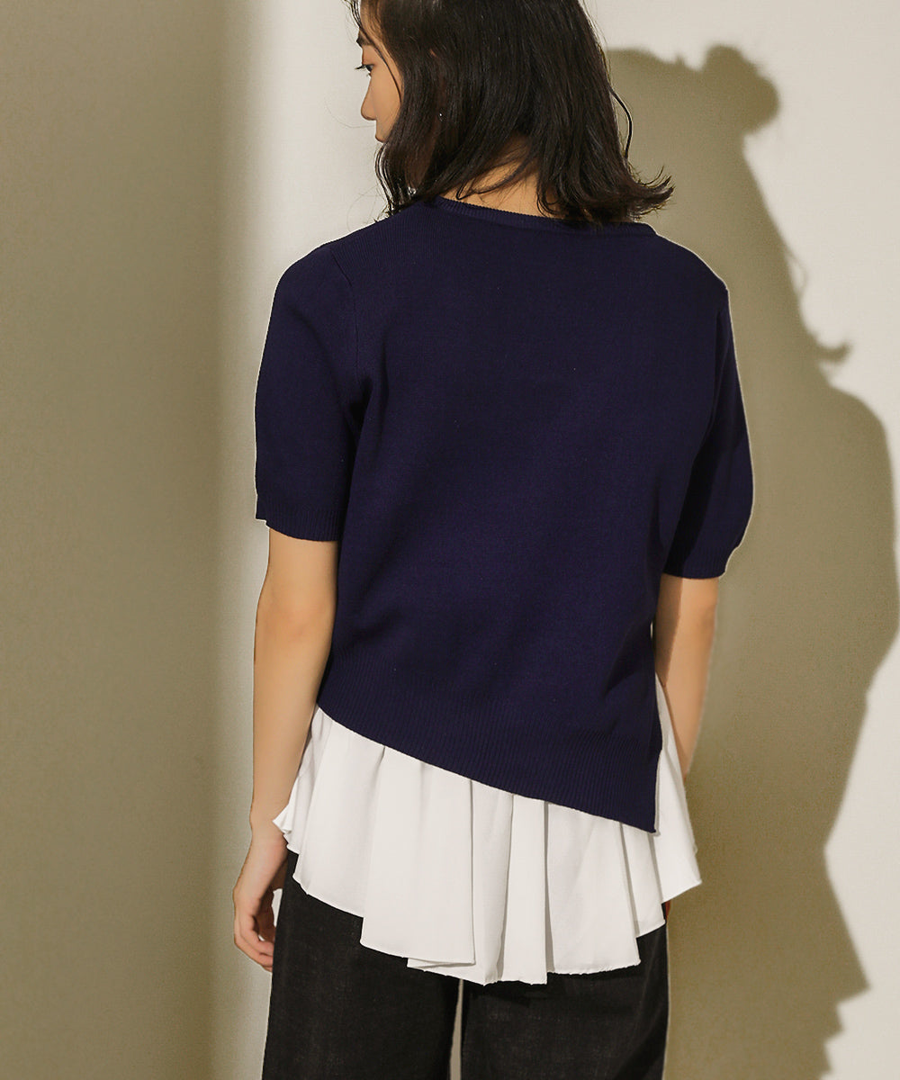 BouJeloud レイヤードシャツセットアシメヘムニット