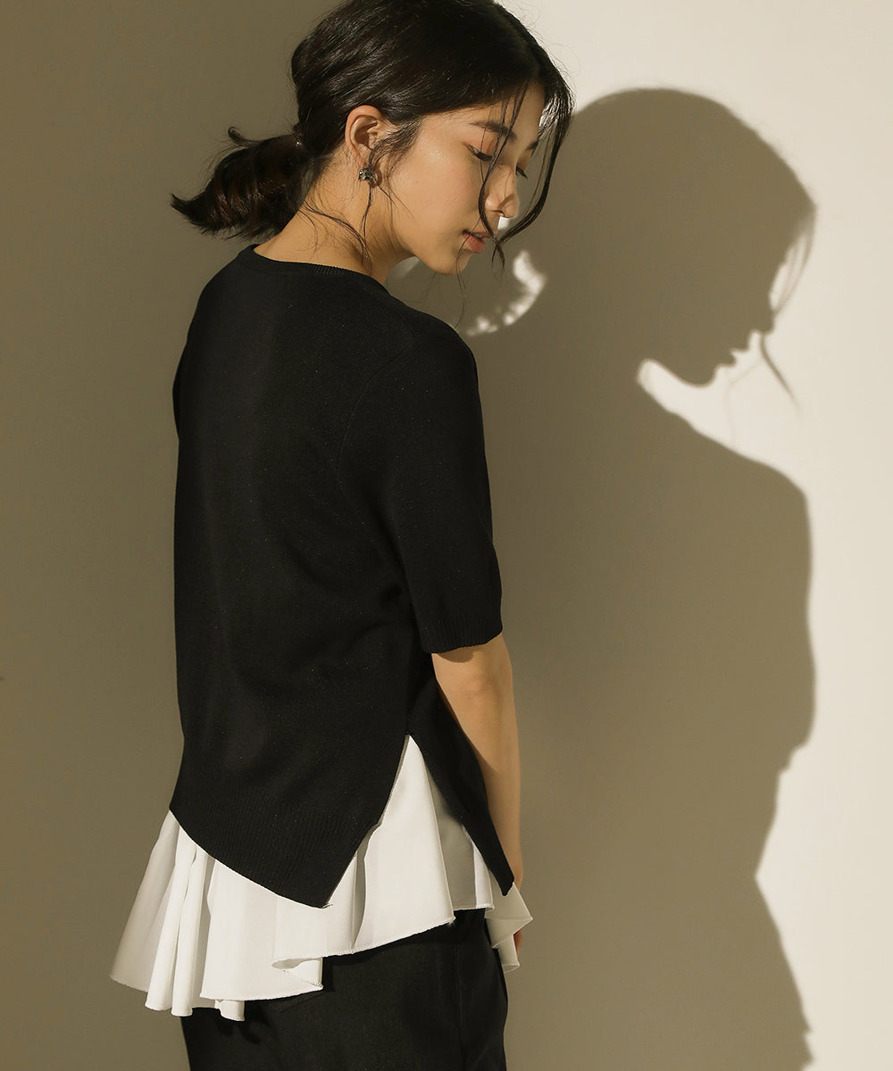 BouJeloud レイヤードシャツセットアシメヘムニット