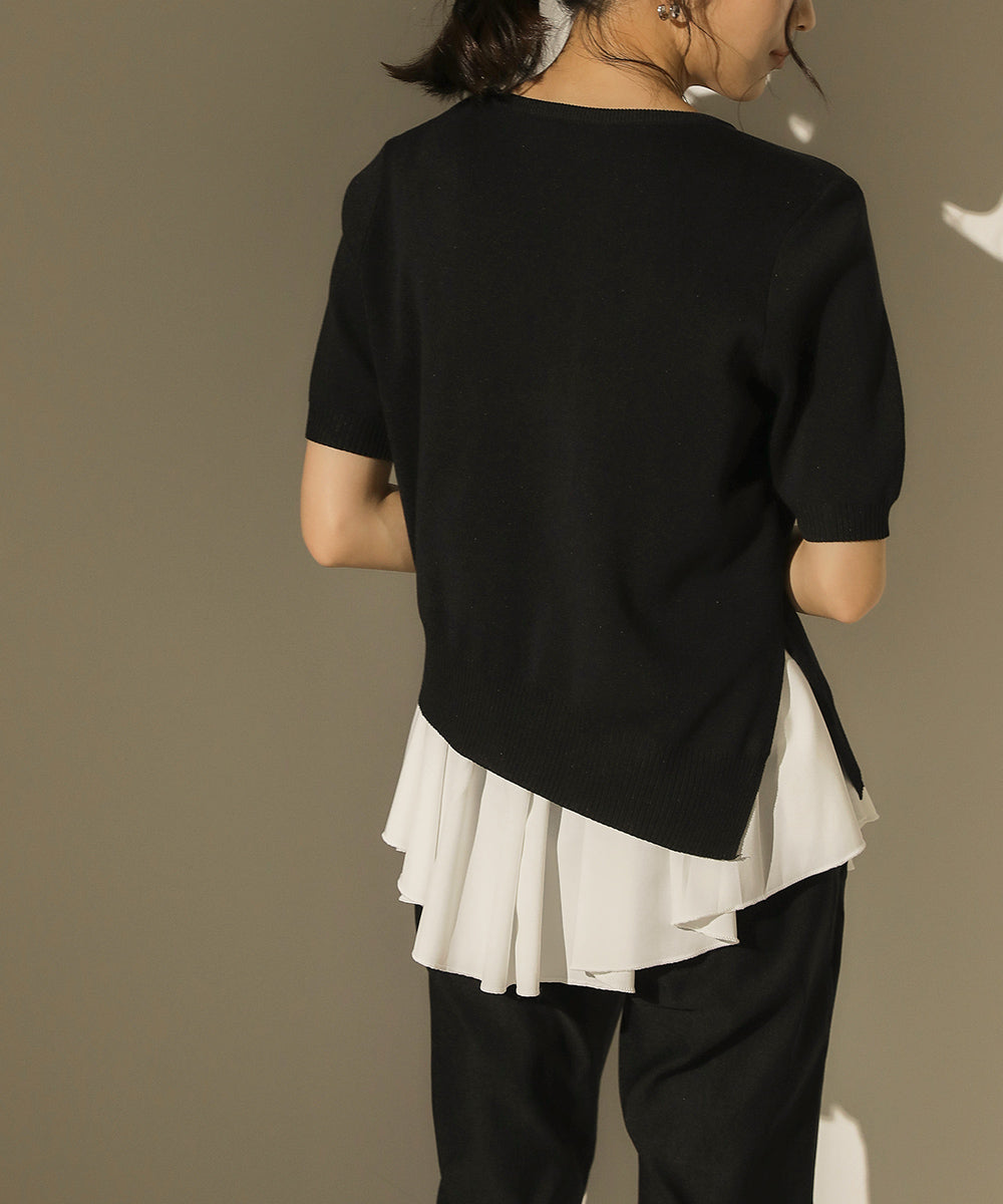 BouJeloud レイヤードシャツセットアシメヘムニット