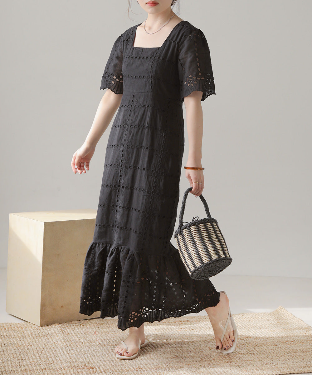 【低身長向けサイズあり】コットンレースマーメイドワンピース