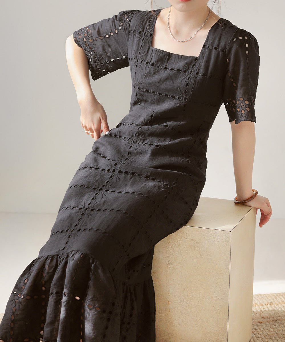 【低身長向けサイズあり】コットンレースマーメイドワンピース