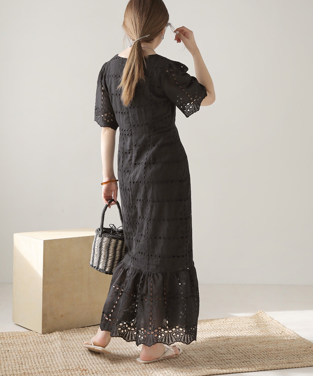 【低身長向けサイズあり】コットンレースマーメイドワンピース