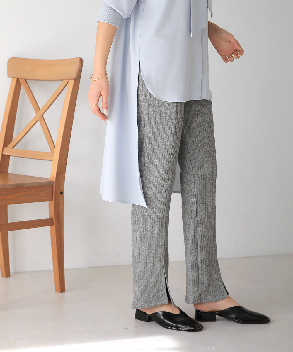 BouJeloud 美脚スリットリブパンツ