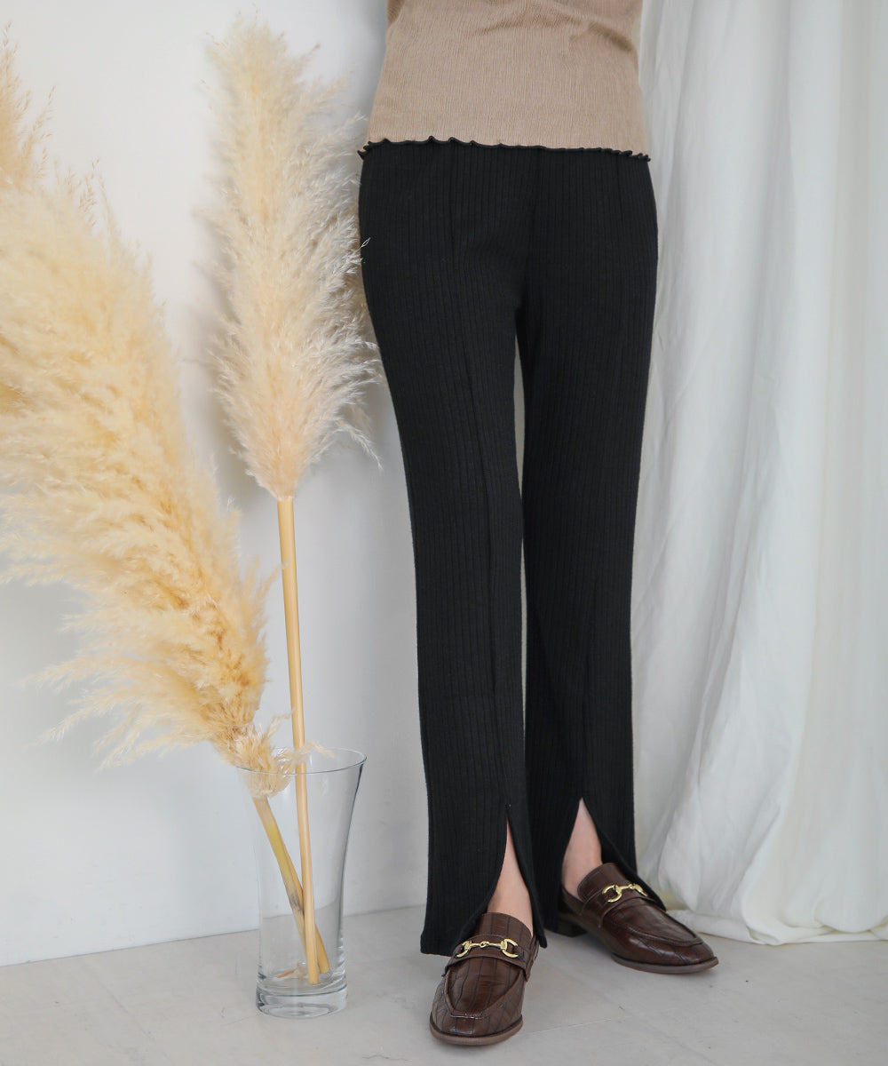 BouJeloud 美脚スリットリブパンツ