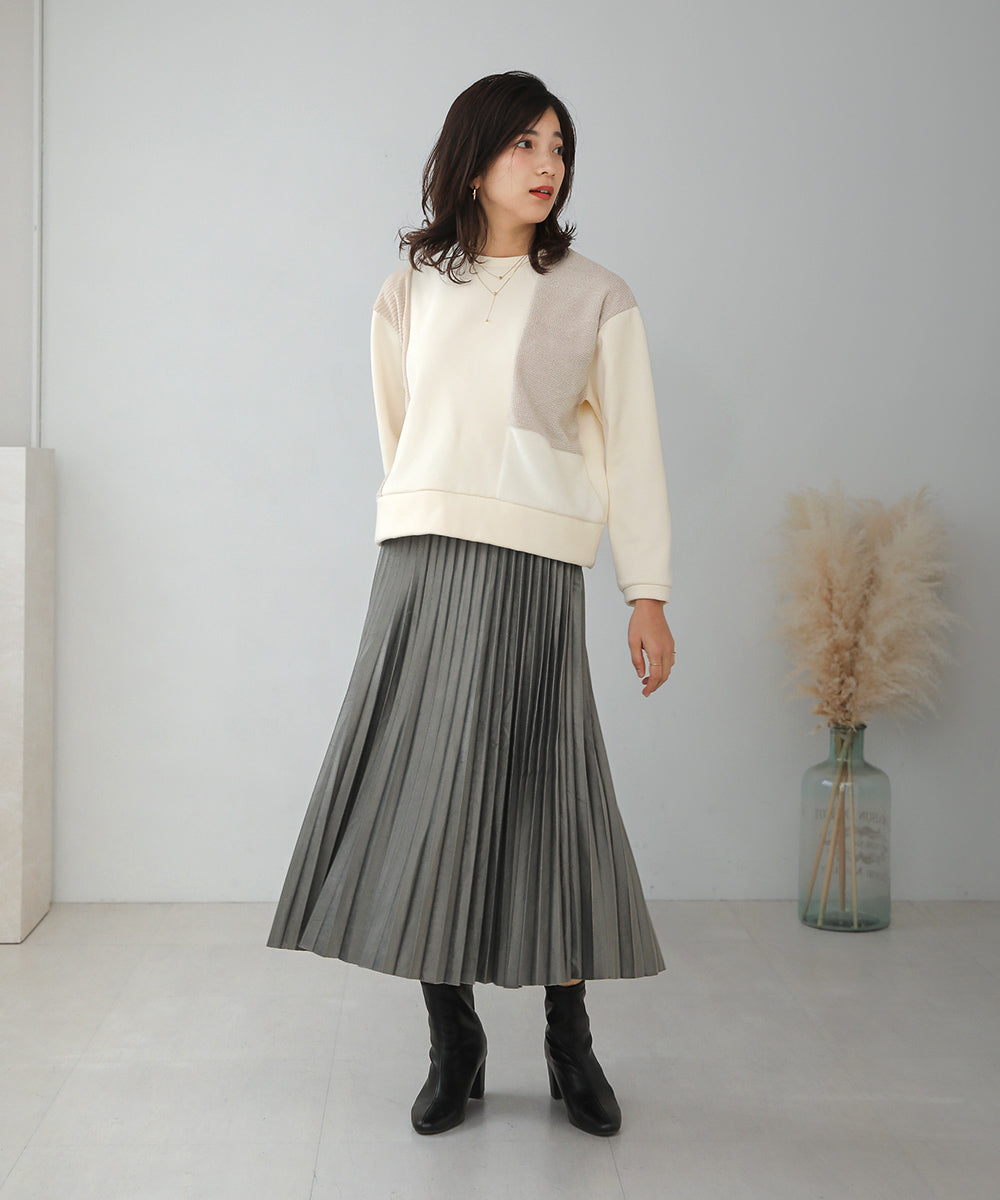 BouJeloud 起毛プリーツロングスカート