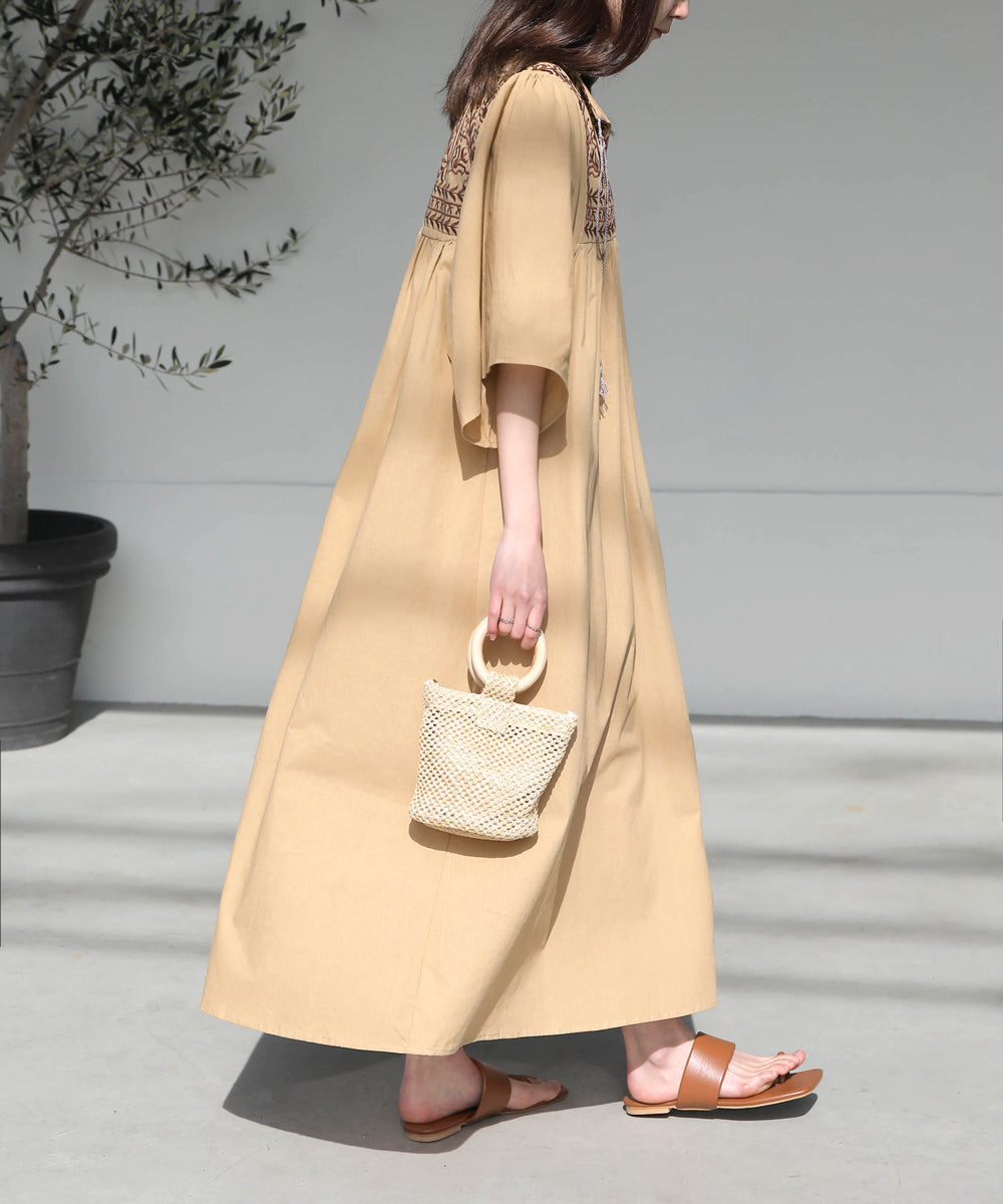 Bab フロント刺繍タッセルワンピース