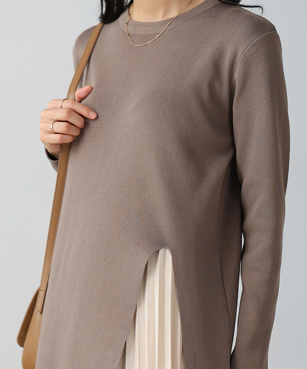 ベルト付きニットワンピース