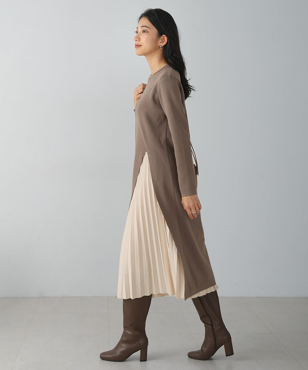 ベルト付きニットワンピース