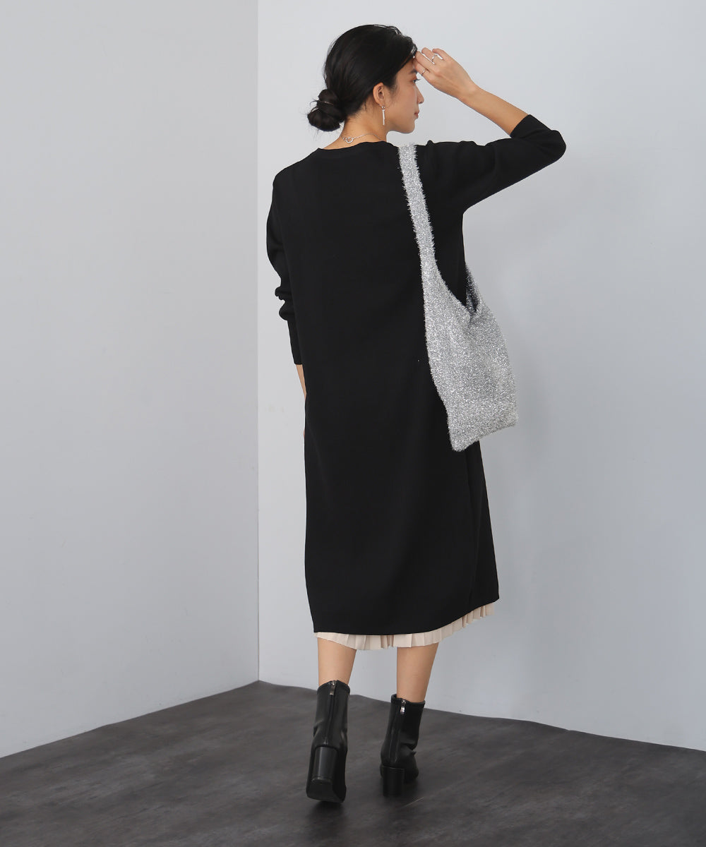 ベルト付きニットワンピース