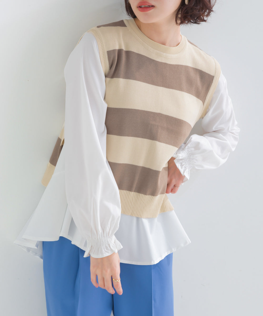 ニットベストセットブラウス