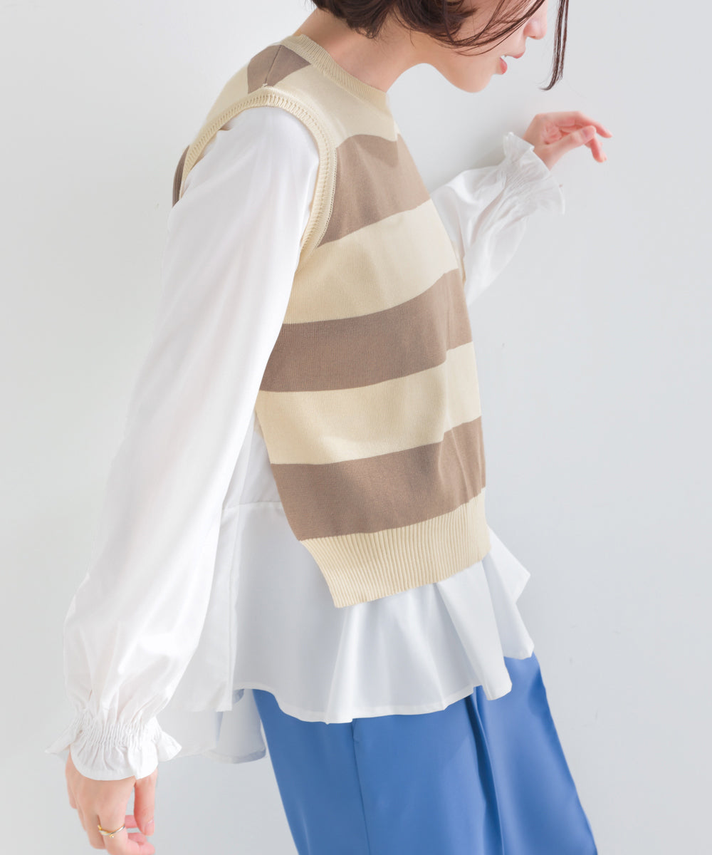 ニットベストセットブラウス