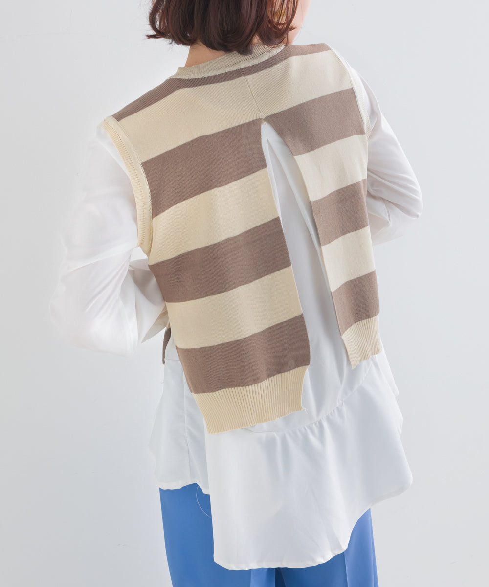 ニットベストセットブラウス