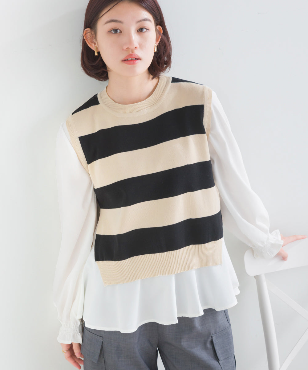 ニットベストセットブラウス