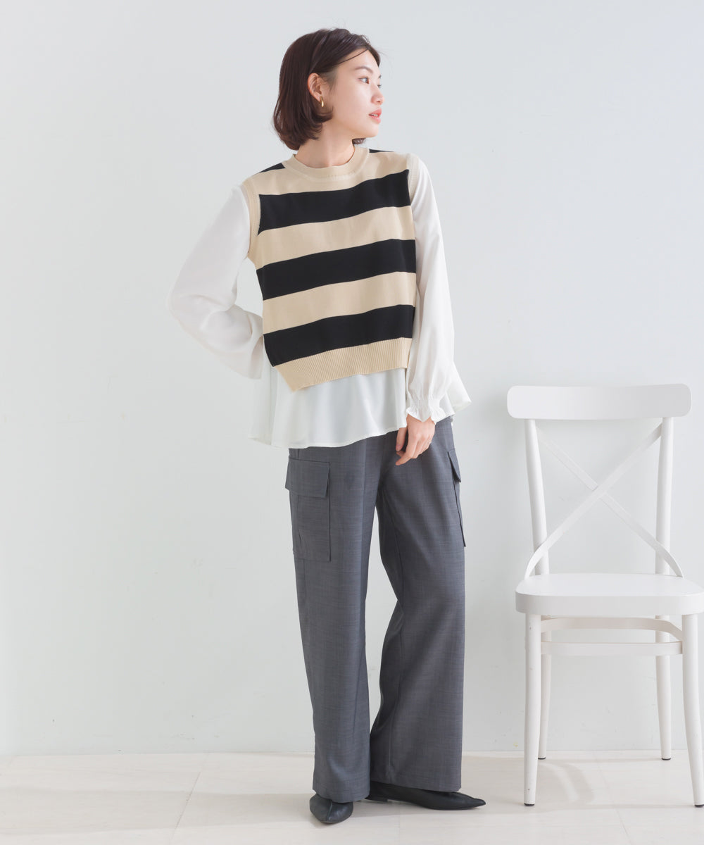 ニットベストセットブラウス