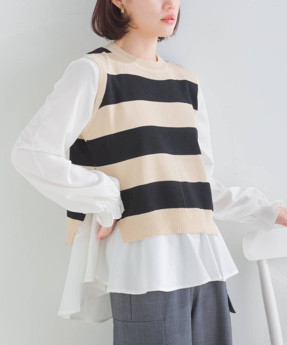 ニットベストセットブラウス