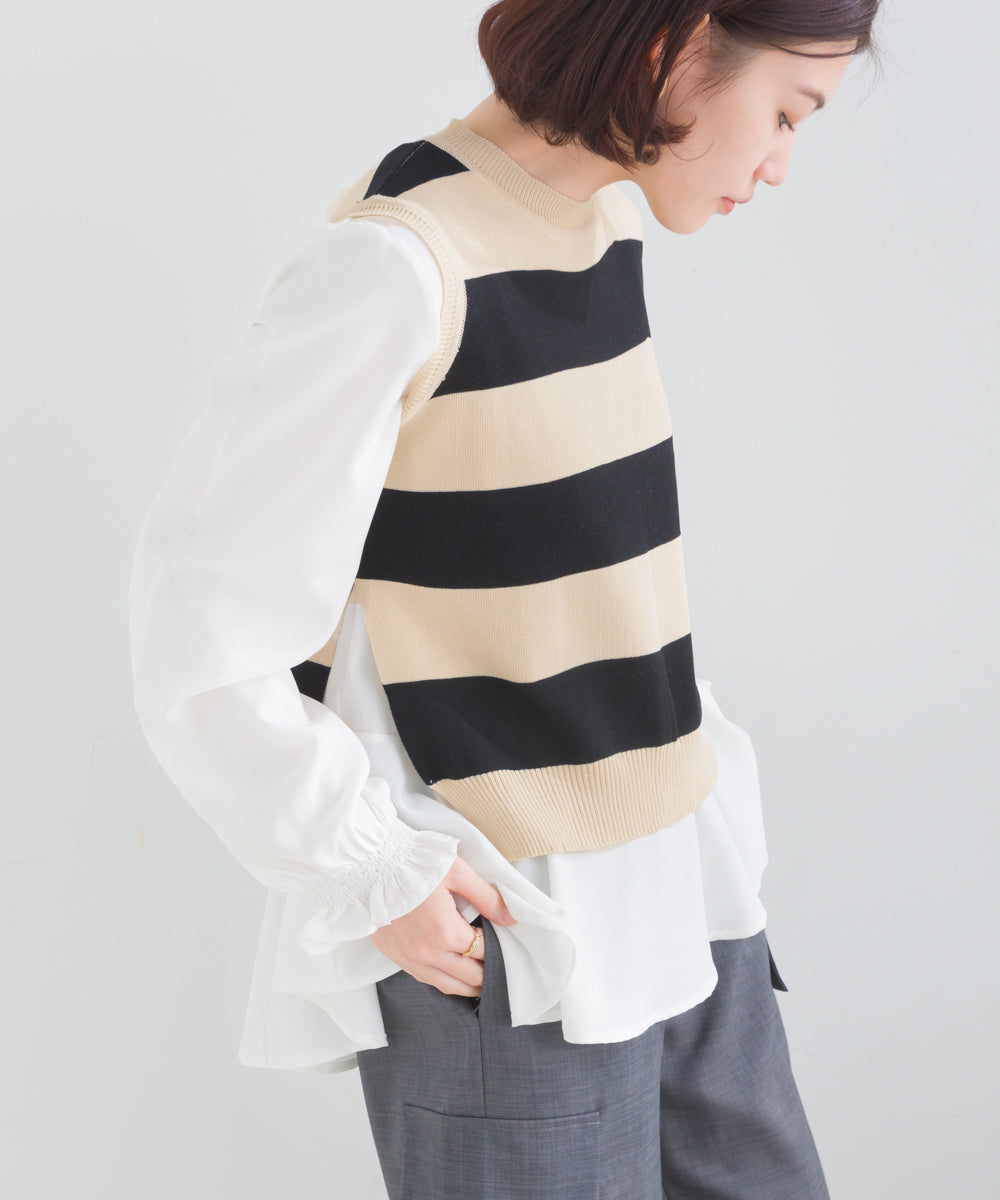 ニットベストセットブラウス