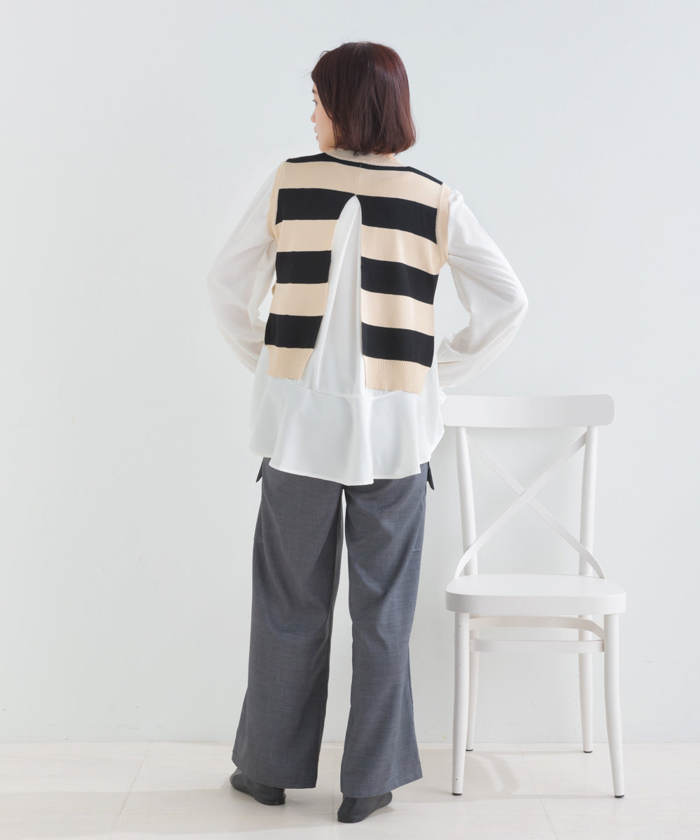 ニットベストセットブラウス