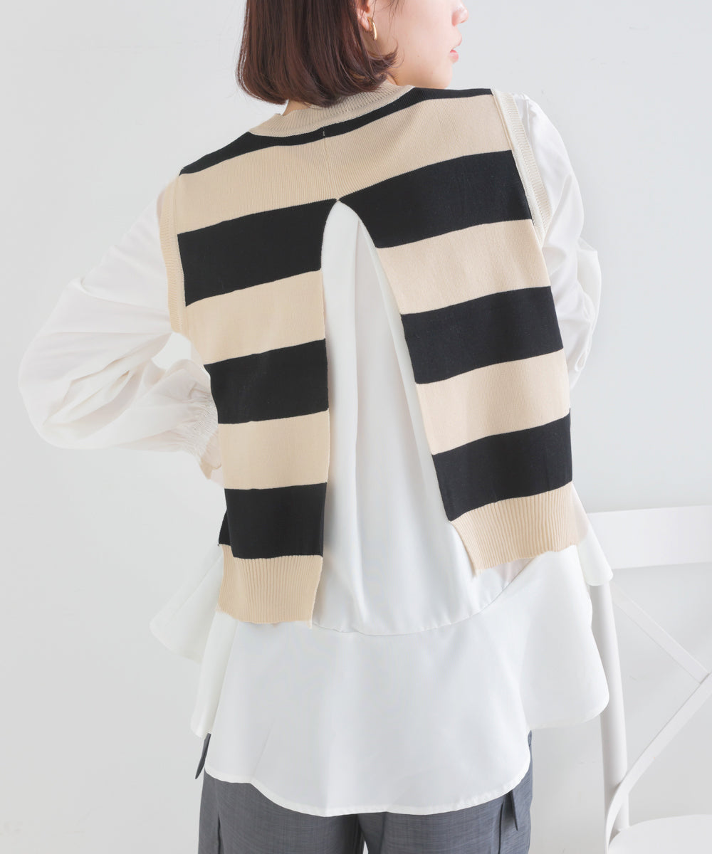 ニットベストセットブラウス