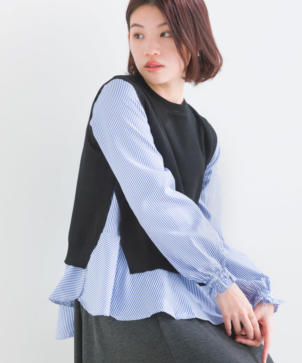 ニットベストセットブラウス